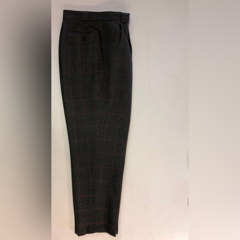 Vintage Giorgio Sant’Angelo Glen Check Plaid Wool Pants Gray Red - Picture 16 of 17